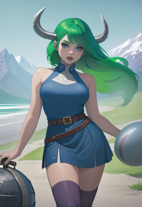 (haughty:1.5), 1girl, woman, fierce orc arctic celtic  shamaness, , (muscular:1.1), (armor:1.3), , (warpaint:1), sea green hair, twintails, spread legs, bombshell hair, light brown hair, side ponytail, toned body, athletic build, narrow waist, wide hips, small breasts, (asian:1.3), (morning, blue sky, clouds, scenery,   intersection:1.3)