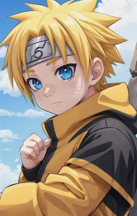 1 boy,cute,looking at viewer, adorabel boy,cute face,details sky,handsome,young,juvenile,((masterpiece:1.4,best quality)),multiple details,eyeshadow,sfw, full shot,
<lora:narutovers:0.2>, naruto, yellow hair, blue eyes, more details in eye