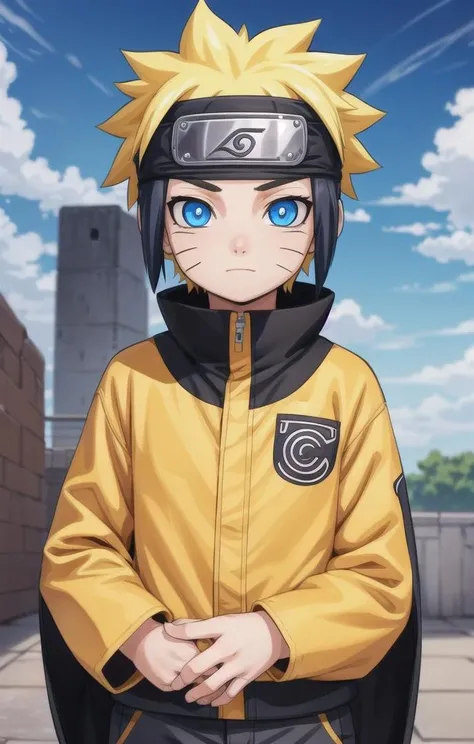 1 boy,cute,looking at viewer, adorabel boy,cute face,details sky,handsome,young,juvenile,((masterpiece:1.4,best quality)),multiple details,eyeshadow,sfw, full shot,
<lora:narutovers:0.2>, naruto, yellow hair, blue eyes, more details in eye