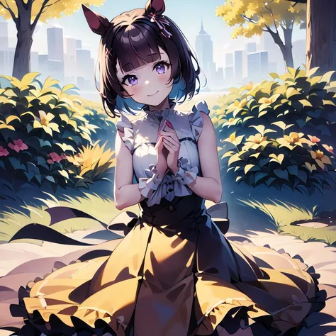 masterpiece, 8k wallpaper, best quality, 1girl, NishinoFlower, <lora:NishinoFlower>, smile, looking at the viewer, blush, (flower at the background), reaching out, RacingClothes, lying, full body, short hair, on back,
