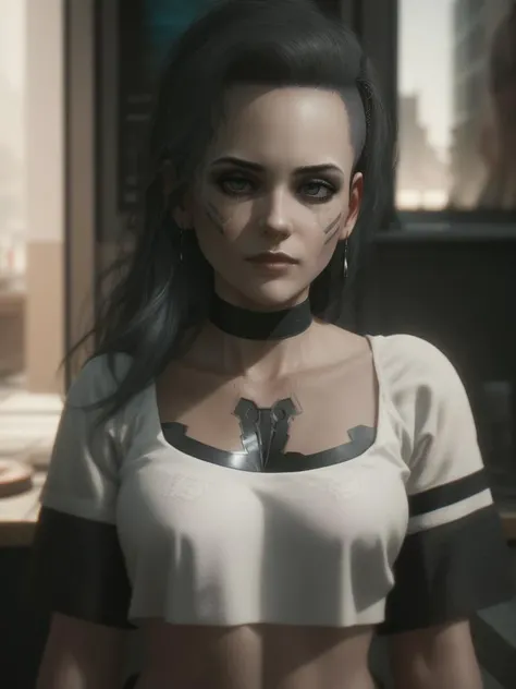 <lora:RogueV1:0.7>, close up, oldAmendiares woman, gray hair, chocker, black makeup, solo, upper body, looking at viewer, ((masterpiece)), best illustration, (best quality), ((hyper-detailed)), (photorealistic), ((photorealism quality)), high resolution, film grain, god rays, high detail,photorealistic digital art trending on Artstation, 8k, HD high definition detailed realistic, ultradetailed, intricate detail