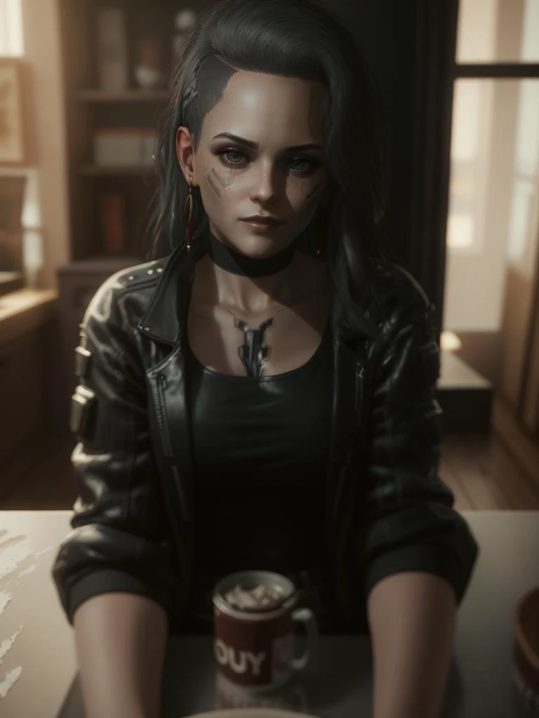 <lora:RogueV1:0.7>, close up, oldAmendiares woman, gray hair, black makeup, chocker, black jacket, solo, upper body, looking at viewer, ((masterpiece)), best illustration, (best quality), ((hyper-detailed)), (photorealistic), ((photorealism quality)), high resolution, film grain, god rays, high detail,photorealistic digital art trending on Artstation, 8k, HD high definition detailed realistic, ultradetailed, intricate detail