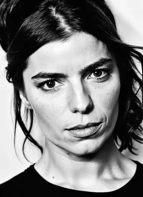8K, professional, best quality, masterpiece:1.2), (realistic,photorealistic:1.37), ultra-detailed, (highest detailed skin:1.2), (highest detailed face:1.2) (Camila Giorgi:1.1) 33 year old, full nude(topless, pussy), atletic body, photoshoot in studio with dark background, beautiful sexy armpits, close up