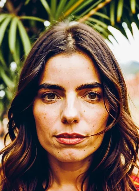 portrait of sks woman in Barcelona, at Park Guell, by Flora Borsi, style by Flora Borsi, bold, bright colours, ((Flora Borsi)), by Imogen Cunningham, <lora:locon_angelatrimbur_v1_from_v1_64_32:1>