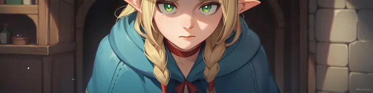 score_9,score_8_up,score_7_up,score_6_up,score_5_up,score_4_up||rating_suggestive,|<lora:Marcille:1.1>,marcilledonato,green eyes,blonde hair,robe,blue capelet,,,