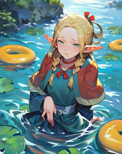 score_9, score_8_up, score_7_up, a girl is wading in a luminus lake, dress lift, 
 <lora:ra_xl_v2:.8>   <lora:Marcille:0.8> marcilledonato, robe, capelet