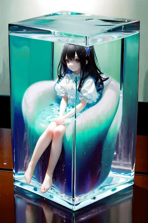 ((masterpiece:1.4, best quality)),
1girl,<lora:cubed_aquarium_v1:0.65>,cubed,in container,frame,water,aquarium,