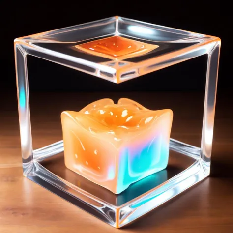 <lora:cubed_aquarium_v1:0.5>, cubed, frame, orange jelly, iridescent