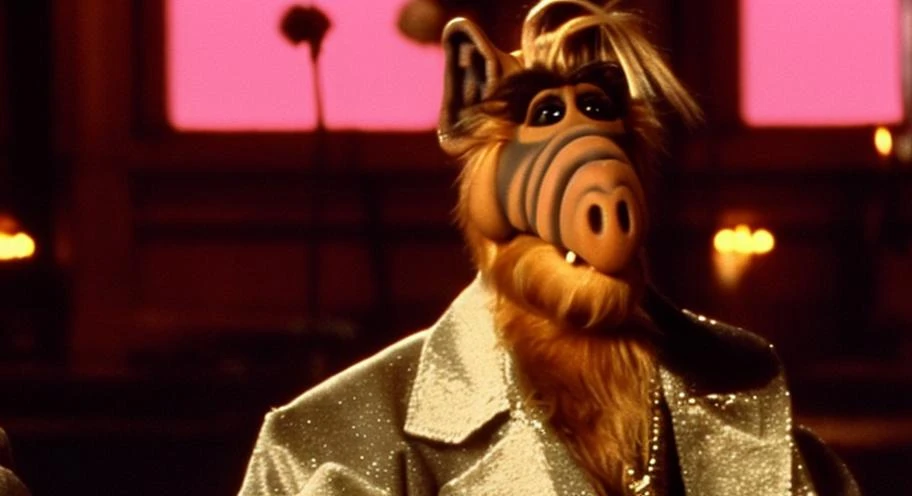 alf person, film footage, a couple's first dance at their wedding in a thriller film directed by david lynch , Nice and repulsive, shocked at the power of Artificial Intelligence. SpaceX Starship Create [ Unpredictable|Involuntary movements|Jazz era New York, smoky club, vibrant energy, Great Gatsby inspiration. sleek 1920s suit, dancing, laughing, champagne glass in hand, lively jazz band, crowd in vintage fashion, confetti, flappers. Glamorous, decadent, cinematic, Baz Luhrmann style heightened realism, vivid color palette. [Jazz|1920s|dance|party|Great Gatsby]] . Student government office, intricate cinematography, high quality award winning  footage. Nostalgic Lighting