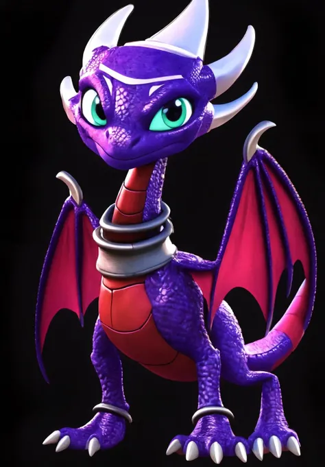 <lora:cynder:0.8>, cynder, solo, looking at viewer, smile, simple background, closed mouth, standing, full body, aqua eyes, black background,