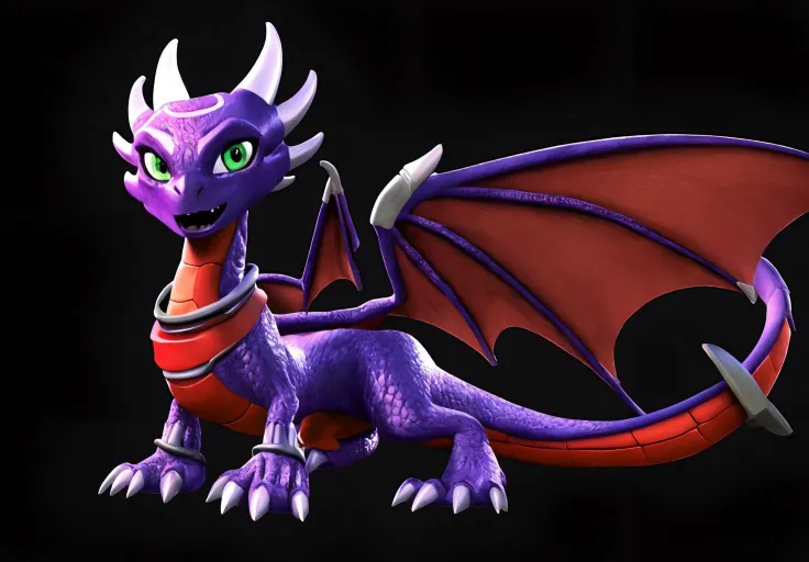 <lora:cynder:0.8>, cynder, solo, simple background, closed mouth, green eyes, sitting, open mouth, full body, black background,