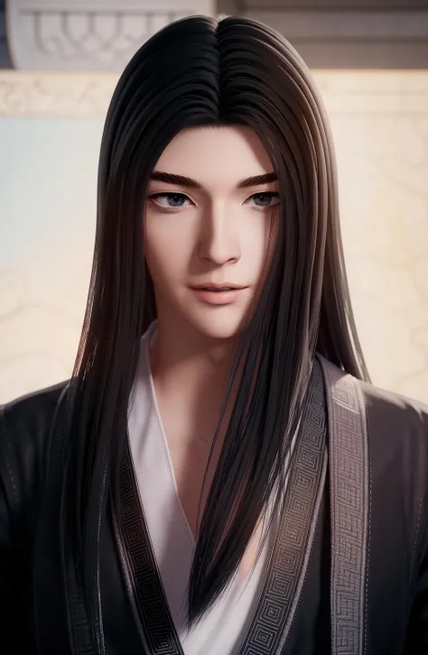 (day),Simple White Background,
Standing at attention,
Black outfit,black jacket,
<lora:Sima_Yi_Ravages-KK77-V1:0.7>,realistic,
long hair,black hair,forehead,
1 man, 20yo,male,Beautiful Finger,Beautiful long legs,Beautiful body,Beautiful Nose,Beautiful character design, perfect eyes, perfect face,expressive eyes,perfect balance,
looking at viewer,
official art,extremely detailed CG unity 8k wallpaper, perfect lighting,Colorful, Bright_Front_face_Lighting,shiny skin,
(masterpiece:1.0),(best_quality:1.0), ultra high res,4K,ultra-detailed,
photography, 8K, HDR, highres, absurdres:1.2, Kodak portra 400, film grain, blurry background, bokeh:1.2, lens flare, (vibrant_color:1.2),professional photograph,