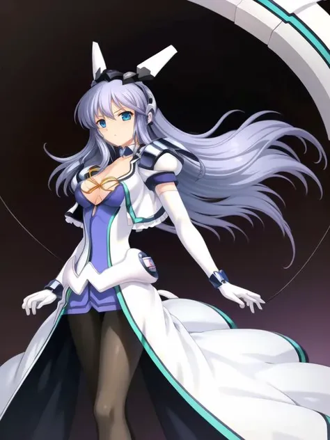 (hyper extreme detailed),(masterpeace),(hyper extreme),(photorealistic),CG,(colour:1.2), beautiful lighting,light from the front,solo, Symphonic_Sugar,light blue hair,navy blue eyes,hair ornament,long hair,white long_glove,light blue short dress,black pantyhose,high heel, petite,<lora:Symphonic_Sugar:1>