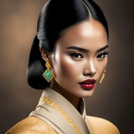 <lora:midvnfacestyle:1> modelshoot style, RAW photo,1girl, 3d, asian, black_hair, blurry, brown_background, earrings, forehead, jewelry, lips, looking_at_viewer, nose, open_mouth, photo, solo