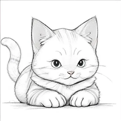 (high quality, best quality:1.4), pose, sketch of a cat, paper, white background <lora:anime pose(final):1> <lora:cat_20230627113759:0.7>