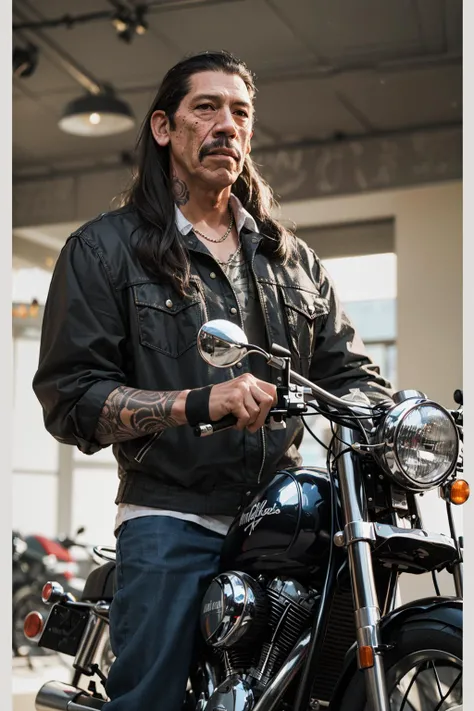1man,Danny Trejo, dannytrejo, tattoo, motorcycle, machete