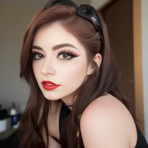 Chrissy Costanza (masterpiece, best quality), ,masterpiece, beautiful detailed eyes, looking at viewer, (detailed beautiful face), extremely detailed, high, 1girl, brown hair, long hair, best quality, make up, red lipstick <lora:Chrissy Costanza:1>