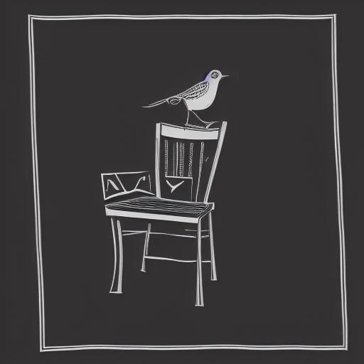 weapon, chair, shirt, black background, long sleeves, grass, bird, paper