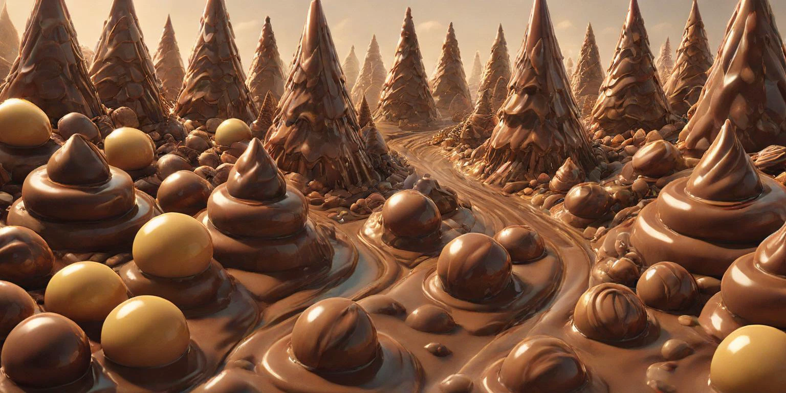 A flight from a city made of chocolates <lora:cofzeeSdxl.ByPe:0.8> cofzee <lora:Candy_land_2:0.8> Chocolate, Land, Chocolate Land, ((chocolate synp)), (chocolate: 1.3), chocolate syrup
