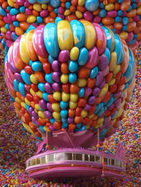 candy, A Kirov blimp made of candy flies through the air, high contrast, 8k octane render, high detail, masterpiece, hyperdetailed, intricate details, <lora:EMS-62765-EMS:0.6>