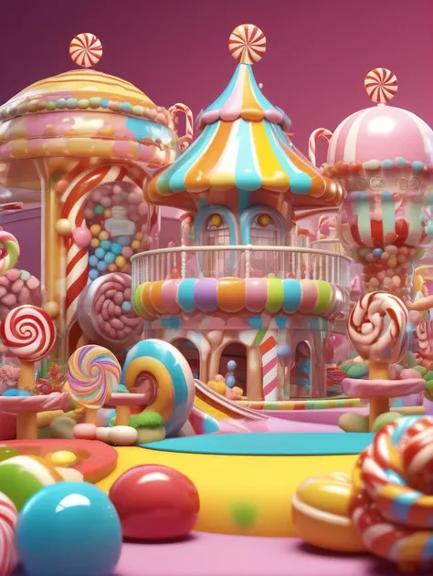 candy land,  an amusement park made of candy, 8k octane render,  high detail,  masterpiece,  hyperdetailed,  intricate details, <lora:EMS-62765-EMS:0.6>