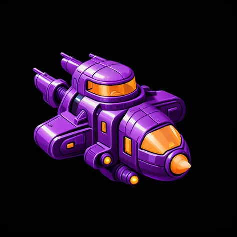 purple spaceship, black background, orange windows <lora:Cute_Isometric_Spaceships_XL:1>
