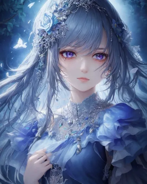 masterpiece, best quality, intricate and beautiful girl, crystalline tears, magic flowers, soft lighting, highly detailed, 4k, detailed layers,