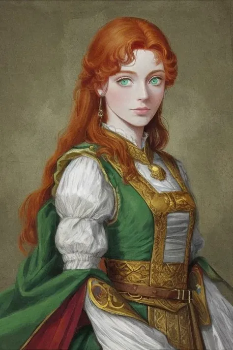 green eyes, ginger hair, noble lady
