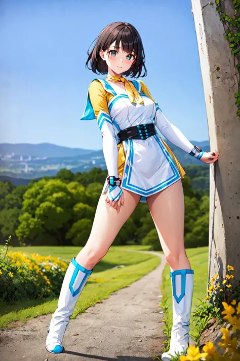 masterpiece, best quality, solo,1girl,looking at viewer,outdoor,anime style,
flashsara,boots,