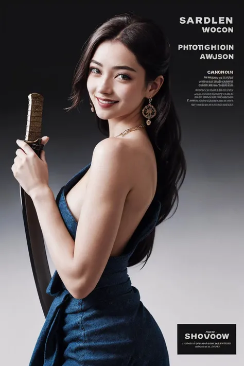 RAW, (intricate details:1.3), (best quality:1.3), (masterpiece:1.3), (photorealistic:1.4), (masterpiece, best quality, ultra detailed),[reflections], ultra realistic,
(best illumination, best shadow, extremely delicate and beautiful), taken by Canon EOS, SIGMA Art Lens 35mm F1.4, ISO 200 Shutter Speed 2000, Vivid picture, 1girl, ultra-detailed,
ultra high resolution, very detailed physically based rendering, dynamic pose, wind, 8K UHD, Vivid picture, High definition, High quality texture, intricate details, accent lighting, back lighting, professional lighting, light on face, cinematic lighting, bokeh, (best quality real texture skin:1.4), finely detailed eyes, finely detailed face, finely quality eyes, detailed texture, finely detailed, high detail, extremely detailed cg, High quality shadow, a realistic representation of the face, (high detailed skin, skin details), slim waist, beautiful and realistic and detailed hands and fingers:1, best ratio four fingers and one thumb, (detailed face, detailed eyes, beautiful face), belly fat:0.1, (detailed cameltoe),
1girl, 19 y.o. (sparkling eyes:1.3), (sparkling lips:1.3), (ornate jewelry & jewelry, necklace, earrings), (looking at viewer), (medium breasts:1.6), (colorful short kimono, bare single shoulder:1.2), (upper thighs shot), (spread legs:0.8), (evil smile, expressionless:1.3), english text, cover, <lora:text cover-v1.3-000007:0.9>, (holding katana:1.4), bright background,