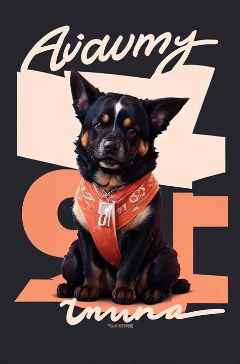 (masterpiece, best quality:1.3), english text, cover, <lora:text cover-v1.3:1>, a dog, sitting, simple background,