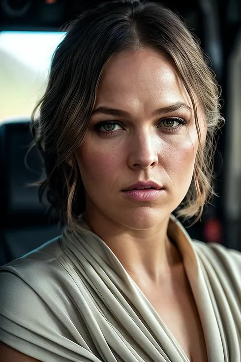 beautiful woman (Rond4R0u53y2-330:.99), beautiful hair, ((portrait)), (closeup:1.2), ((from the waist up)), (( cockpit, fantastic scenery, window :1.2)) , natural skin texture, (( Draped Midi Dress :1.2)), 24mm, 4k textures, soft cinematic light, adobe lightroom, photolab, hdr, intricate, elegant, highly detailed, sharp focus, ((((cinematic look)))), soothing tones, insane details, intricate details, hyperdetailed, low contrast, soft cinematic light, exposure blend, hdr, faded, now, ("I've got a bad feeling about this.":1.1)