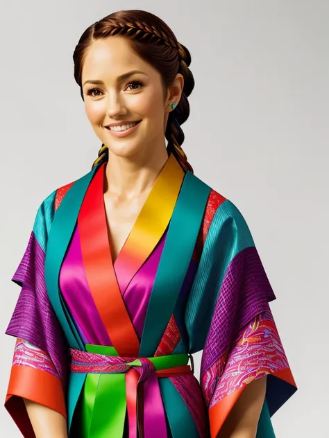 (papercraft style, cut-out, layered, detailed, colorful:1.15), close range <lora:sd15_locon_MinkaKelly_24_v1-000014:.9> MinkaKelly, focus on smiling face, wearing a musical note print kimono , her basil color hair is styled as Straight Fishtail Braid,