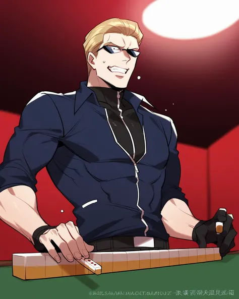 score_9, score_8_up, score_7_up, score_6_up, source_anime, ah1, (((mahjong table, board game, playing games, riichi))), <lora:mahjong_Pony_v1:0.7> mahjong, <lora:mahjong_XL_v1:0.7> (mahjong tiles), bad-hands-5, (indoors), ((ceiling, cinematic angle, mahjong tile on hand, holding mahjong tile))), <lora:albertwesker-guy-PONYv1:0.8> albertwesker, albert wesker, 1boy, solo, blonde, black gloves, sunglasses, belt, pants, black coat, black pants, looking at viewer, toned, athletic, fit, slicked back hair, black turtleneck, zipper, mature male, black boots, <lora:xl_exaggerated surprised expression(kohaku_Delta):0.8> enel face, open mouth, sweat, teeth, wide-eyed, constricted pupils, clenched teeth,