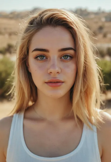 photo, woman posing, photoshoot, Israeli Instagram model, sunny, (Billie Eilish:0.2), filter, film grain, <lora:Beautify-Supermodel-SDXL:0.6> <lora:skin_4-000015:0.35>