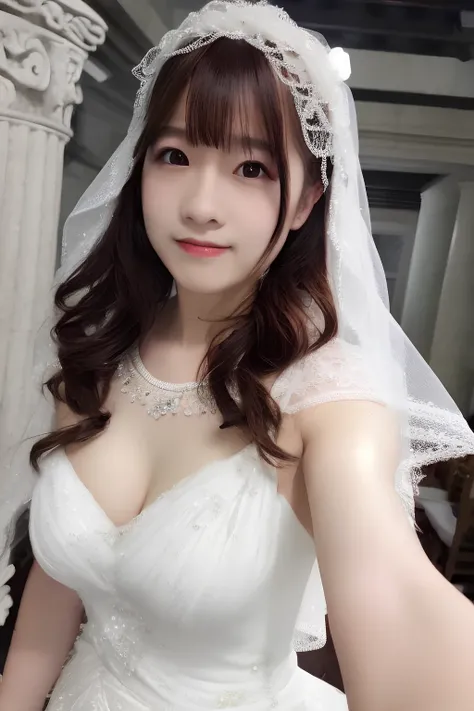 best quality, ultra high res, (photorealistic:1.4), <lora:010_chillout_70pic:0.9>,
sexy, beautiful face, detailed eyes,
white wedding dress, bridal veil, church,