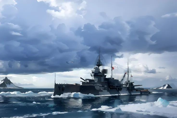 ((warspite)), arctic ocean, freezing, ice, ice bergs, cold, snow,