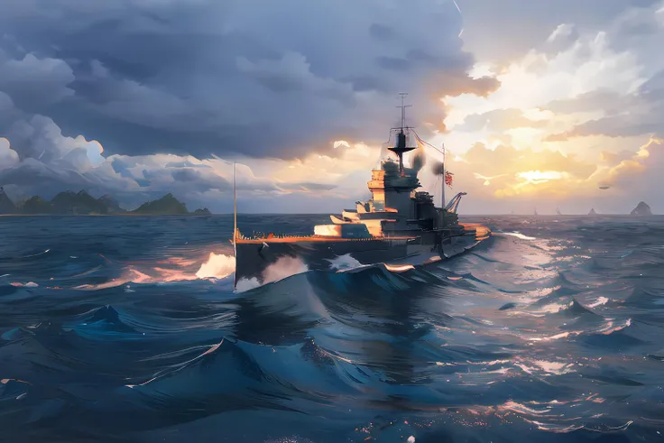 warspite, vivid sunset,