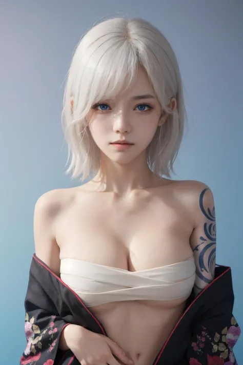 Cinematic lighting、(key light：Front diagonal 45 degrees, fill light、Backlight、shadow、blue and orange color palette), accurate human body、detailed person、Correct five-finger、RAW photo、4K - ultra-vivid、highest quality, masterpiece, ultra high resolution, (reality: 1.4), (((oil skin,sparkling skin、realistic skin texture、detailed beautiful skin、shiny skin、shiny skin)))、Raw photo, 8K, (highest quality), reality的な, (real picture, intricate details), (natural skin texture, fine skin, hyper realism, sharpness), (Japanese teenage girl standing in a dirty back alley at night, graffitied wall:1.3, sexy pose), ((white knit sweater, off shoulder, black shorts)), (((big breasts:1.5))), (pale skin:1.2), ((dark makeup、goth makeup、Ulzzang makeup)), (fascinating face, provocative look, parted lips:1.3), thigh, graffiti:1.5, trash can, at night, spot lighting:1.3, full body shot