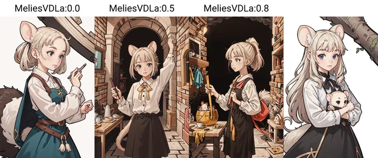 (masterpiece, best quality), intricate details,
1girl, <lora:ratkin_v0.1:0.8> ratkin, ratkin_ears, ratkin_tail, ratkin_hairstyle,
<lora:MeliesVDLa:0.0> MeliesVDL,