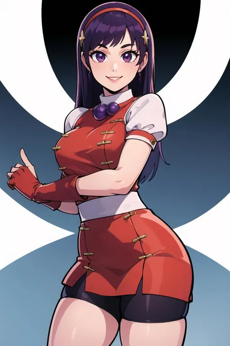 ((masterpiece,best quality)), absurdres,
<lora:Athena_Asamiya:0.7>, Athena_Asamiya,
solo, smiling, looking at viewer, cowboy shot, 
cinematic composition, dynamic pose,