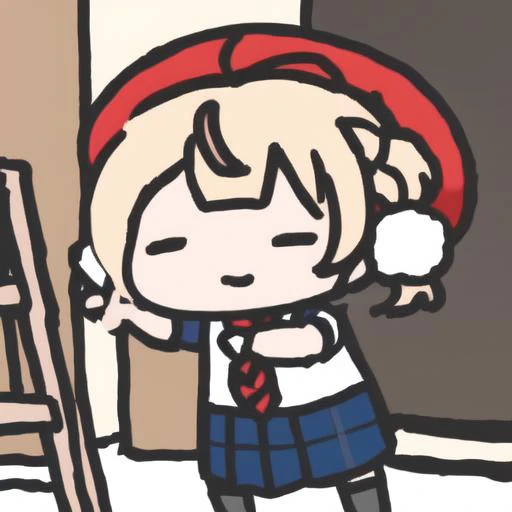 best quality,absurd res, 1girl,solo, smol, shigure ui \(vtuber\), pom_pom_short_twintails, pom_pom_hair_rings, striped_school_uniform, red_beret,
<lora:ShigureUi_v1:0.3> <lora:smol:1>