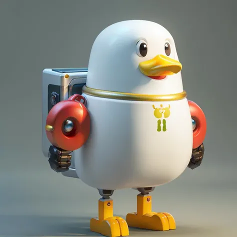 Duck robot, no man, standing, full body, duck beak, blue background, non-humanoid robot (illustration:1.0), masterpiece, best quality,<lora:cute robota_v1:0.75>