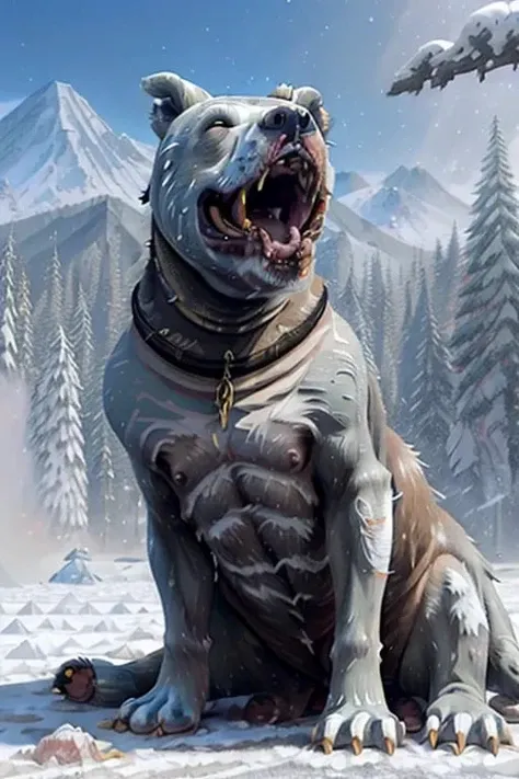 a high quality masterpiece image of a (ferociously hairy:1.4) (<lora:Malu:1> dog:1.26) (screaming:1.3) with (white powder everywhere:1.6) while starring in the : "(Cocaine Bear:1.4)", (movieer:1.3), background is redwood forest snowcap mountains, pine trees, pacific northwest, snow, Canon EOS 5D Mark IV, UHD 4k, award winning photography, soft bokeh, sharp focus, vibrant colors, ultrarealistic, masterpiece, trending on Artstation, featured on pixiv, cinematic lighting, hyper detailed, 8 k, unreal engine 5, intricate details, Wayne Barlowe, Larry Elmore, Tim Hildebrandt, Donato Giancola, Andreas Rocha, Bruce Pennington, Artgerm