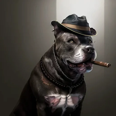 a high quality ultrarealistic photograph of a handsome stern (<lora:Malu:1> dog:1.6) with (a smoking cigar falling out of his mouth:1.25) and (wearing a fedora:1.4) and a (pinstripe suit:1.3), (background is 1950's New York City), bacon gangster, tommy gun, mob boss, mafia, Canon 5D Mark IV, UHD 4 k, (award winning photography:1.3), soft bokeh, sharp focus, vibrant colors, ultrarealistic, masterpiece, trending on Artstation, featured on pixiv, backlight, silhouette, cinematic lighting, moody lighting, hyper detailed, 8 k, unreal engine 5, intricate details, art by Coolidge