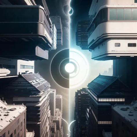 <lora:YinYangTech-20:0.8>,yinyangtech , scifi, yin yang, flow,
city, buildings with windows ,