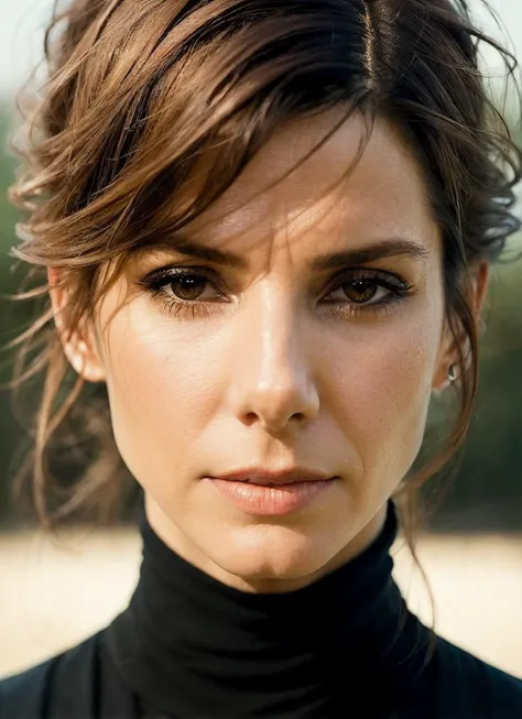 A stunning intricate full color portrait of (sks woman:1), wearing a black turtleneck, epic character composition, by ilya kuvshinov, alessio albi, nina masic, sharp focus, natural lighting, subsurface scattering, f2, 35mm, film grain, <lora:locon_sandra_v1_from_v1_64_32:1.3>