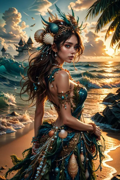 (masterpiece:1.4), (intricate:1.2), (detailed:1.2), (vibrant colors:1.2), BREAK,
(fantasy:1.0), (tropical:1.0), BREAK,
(cowboy shot:1.0), (1girl:1.0), (seashell headdress:1.0), (seashell adornment:1.0), (edgSeaweed:1.0), (pearls:1.0), <lora:edgSeaweedDressv1:1.0>