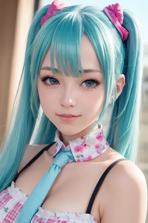 highly quality, (photorealistic:1.8), 1girl, hatsune miku, (aegyo sal:1), cute, ((puffy eyes)), __hair__, japanese clothes, hair color is __color__, japanese face, unreal_engine, photograph, realistic_skin_texture, photorealistic