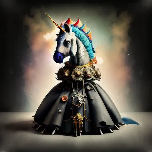 circular design, logo art, t-shirt art, (an anthropomorphic unicorn hybrid wearing a ballgown:1), fantasy, colorful, vintage, charm; white background, concept design by Wane Barlowe, Beksinski, Giger, Austin Osman Spare, Bussiere, Roberto Ferri, Rembrandt, and Luis Ricardo Falero; digital illustration, radiant; mixed media, gouache, 128k, cinema 4d, uhd, hd hdr, minimalistic, doodle, zendoodle, CGSociety, solarpunk, crispy quality, sharp, bright, volumetric lighting, intricate, ample negative white space, as a logo, <lora:LilYunicorn2-06:0.8> as a t-shirt logo in the style of <magifactory> art, vladstudio <lora:Watercolor-07:1>